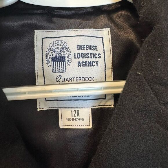 Men's Black Wool Pea Coat Size 12R Double-Breasted US Navy Style - Picture 5 of 5